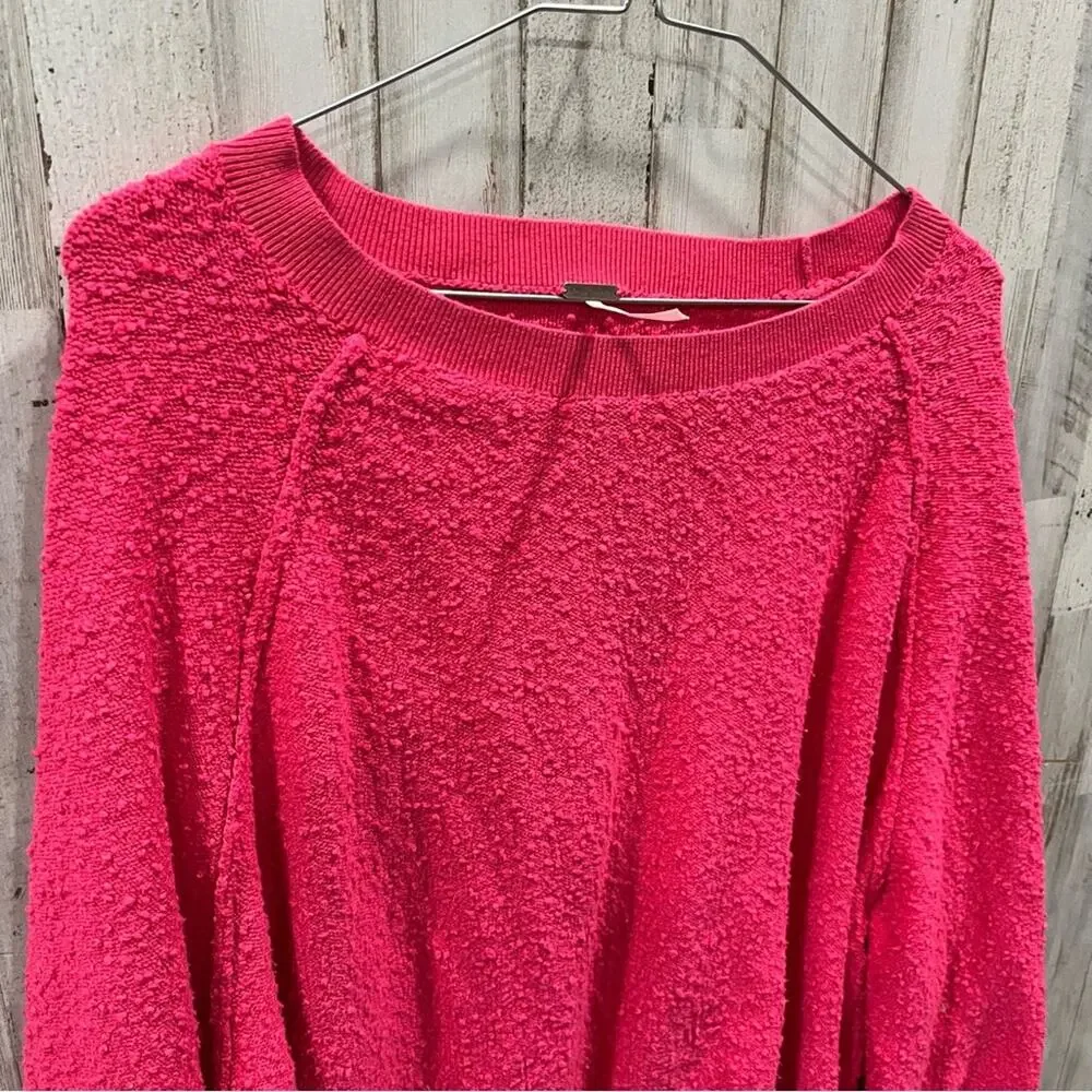 Free People Found My Friend Popcorn Sweater In Rock Candy Pink Womens Medium